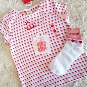 Daddy's Valentine embroidered tee + accessories Gymboree Sz 5